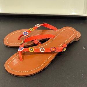 Tory Burch Marguerite Terra Thong with flower accents size 8